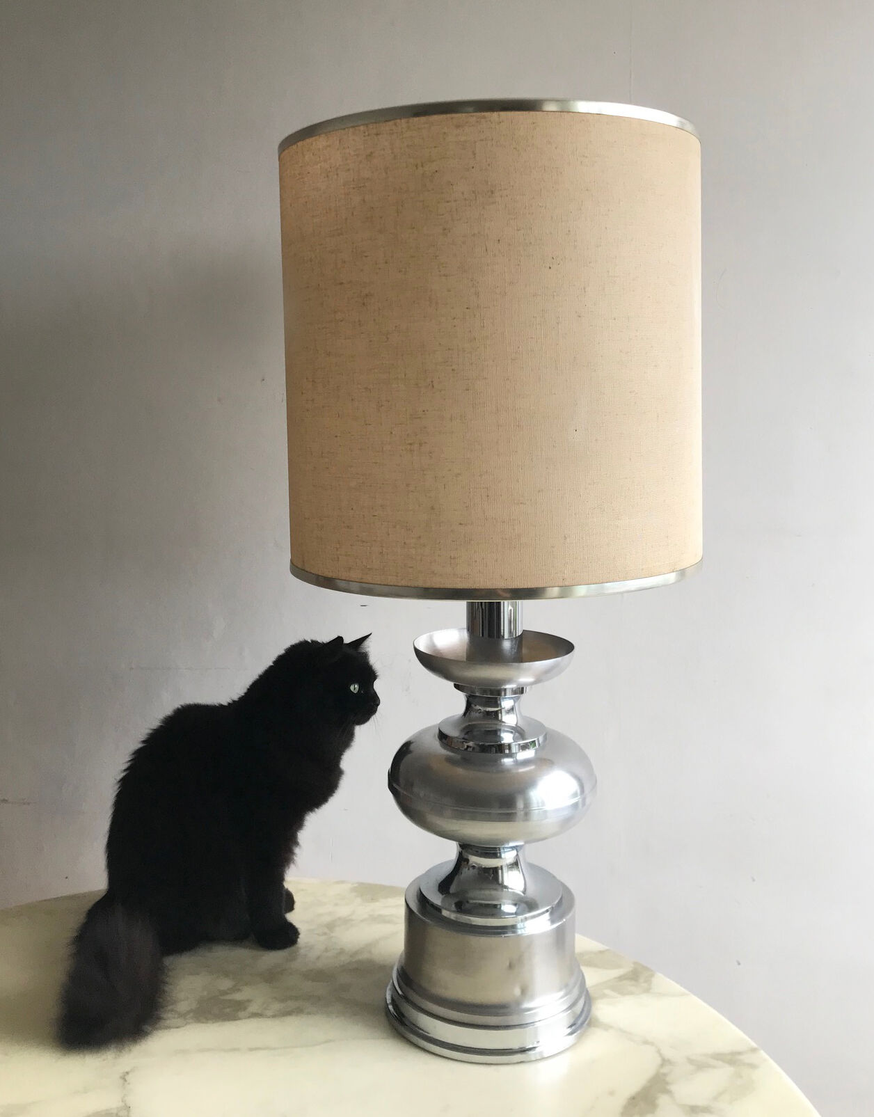 Matte metal and chrome lamp from the 1970s