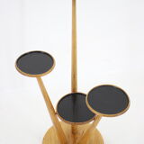 1960s wooden oak plant stand, czechoslovakia