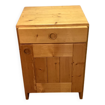 Bedside table/small chest of drawers in pine Charlotte Perriand Les Arcs