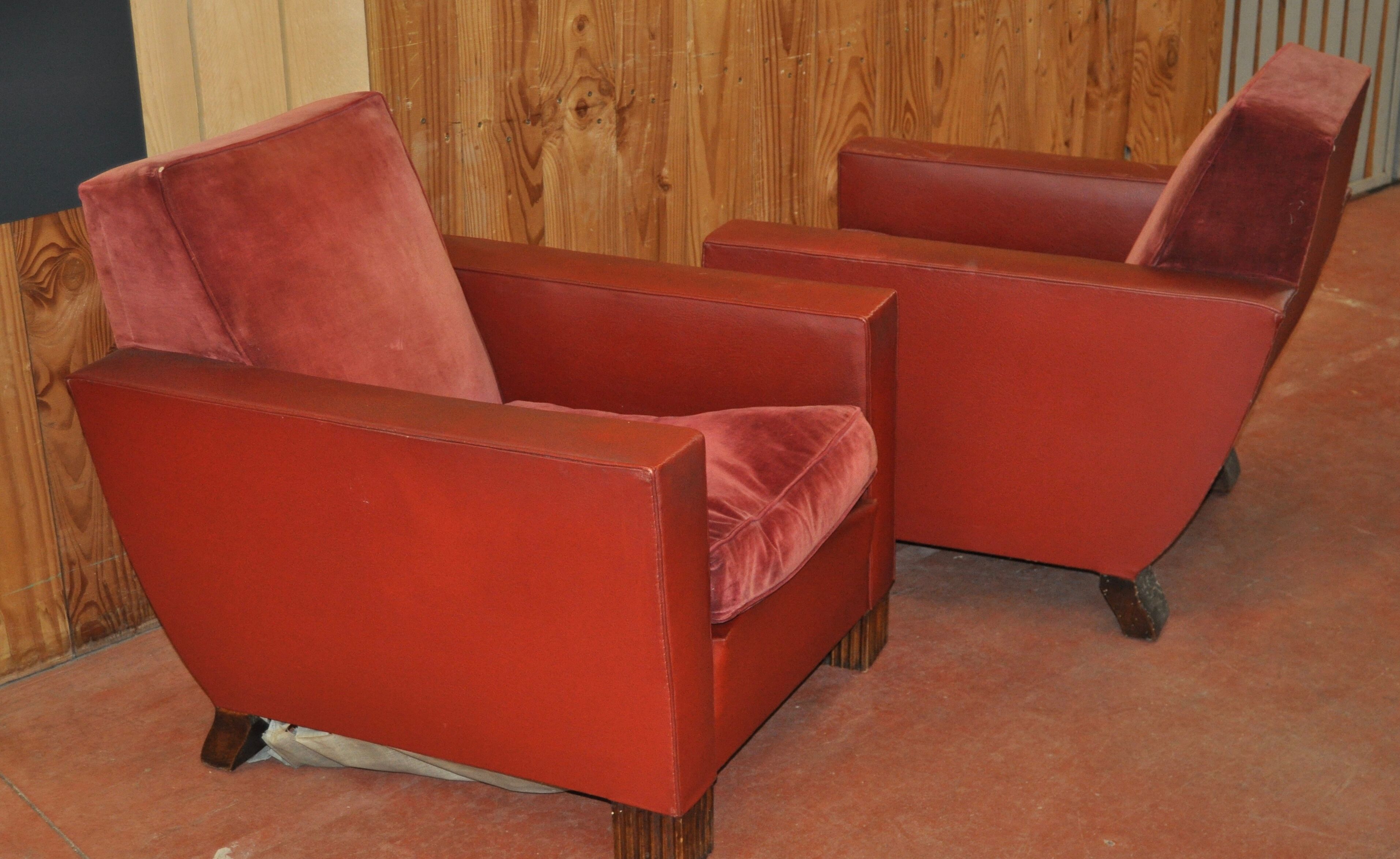 Pair of club armchairs