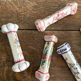 Set of 8 knife holders in painted earthenware