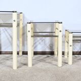 Beige Metal Nesting Tables, attributed to Yves Boutboul – 1970