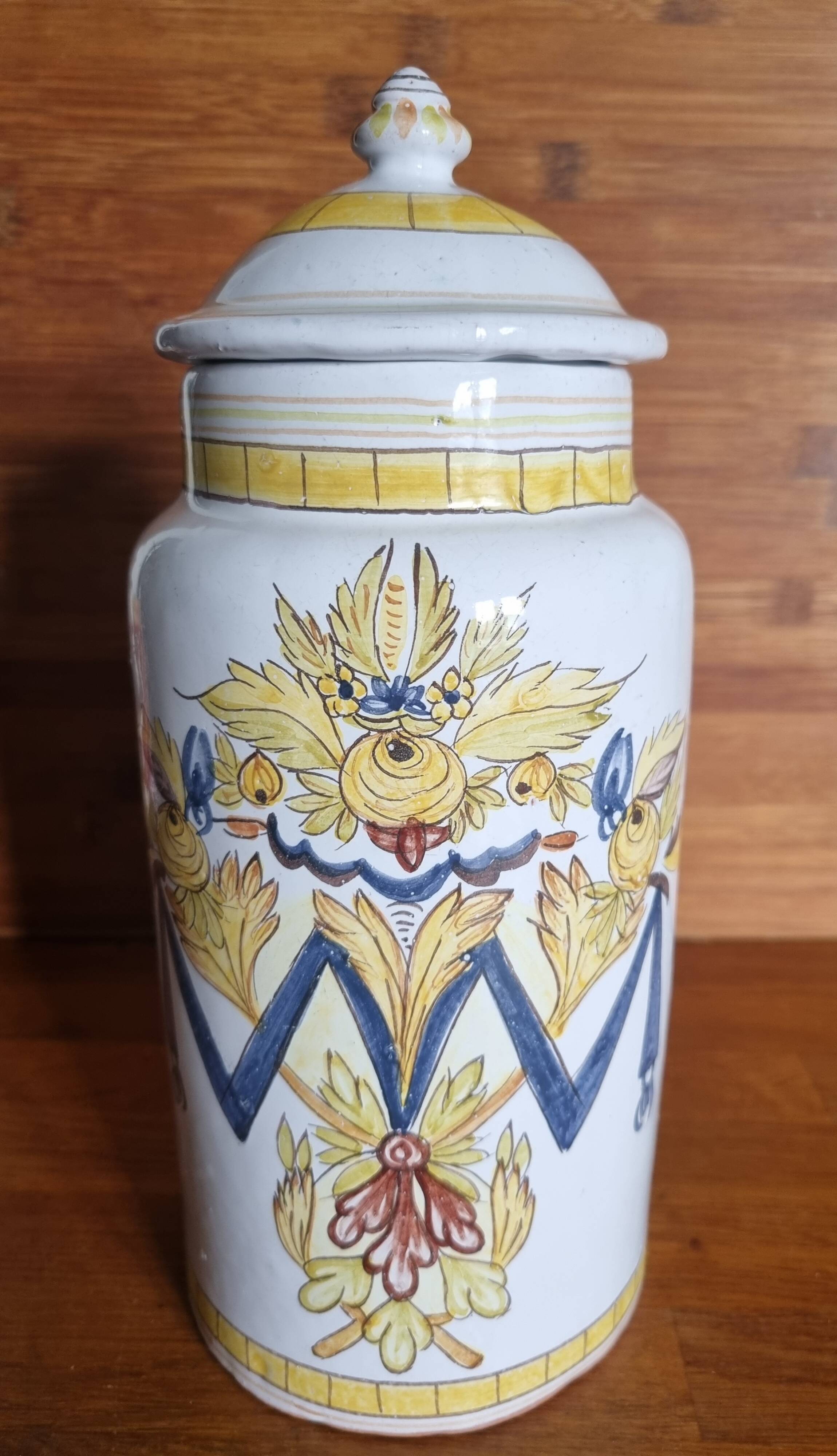 Old pharmacy pot made of earthenware from Portugal.