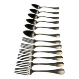 Set of 6 forks and 6 spoons. silver-plated metal. boulenger