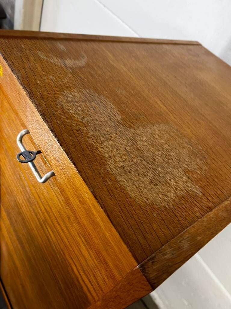 Vintage curtain wardrobe / archive cabinet with file supports
