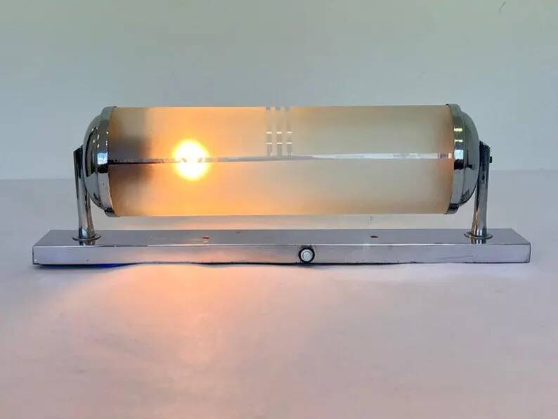 Chrome Bauhaus flush mount/ceiling light or Wall Lamp, 1940s - Czechoslovakia