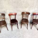 Set of 4 Fischel bistro chairs crocodile model 1930