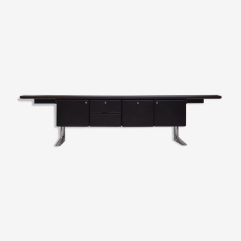 Black leather sideboard by Warren Platner for Knoll international, 1970s