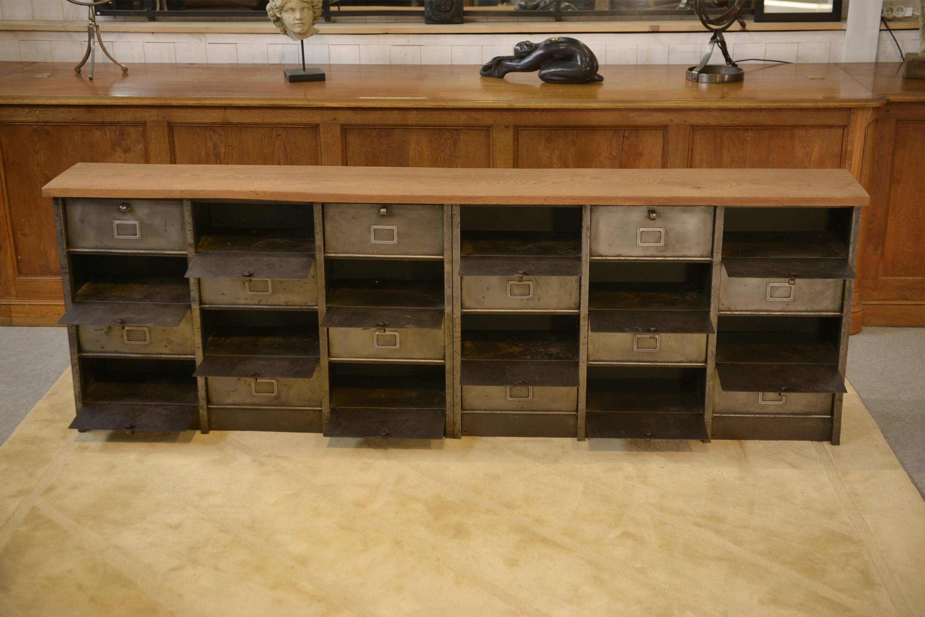 Strafor cabinet with flaps, 6 columns, oak top, 1950s.