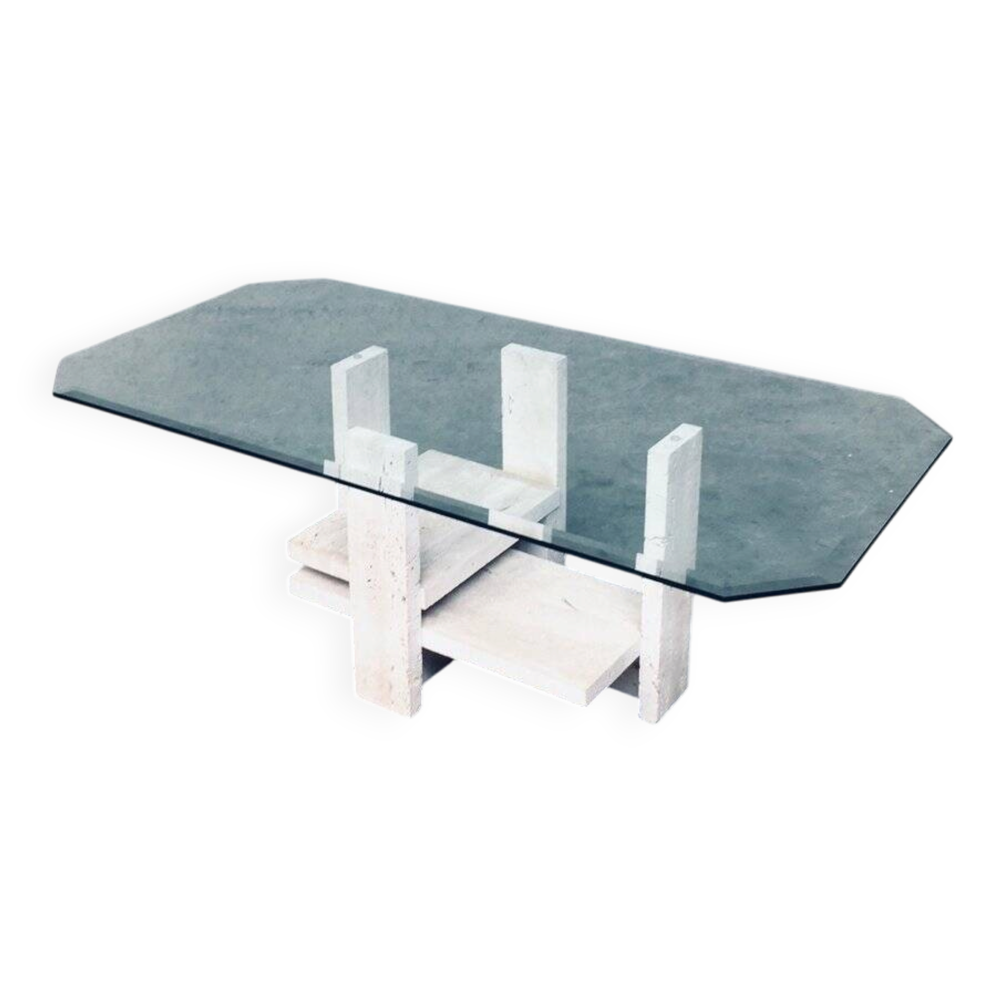 Brutalist Travertine Coffee Table by Willy Ballez, Belgium, 1970s