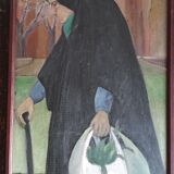 Elena Brugo (born in 1938) oil on paper 1986 "end of market"
