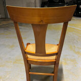 Set of 4 wooden and straw chairs