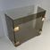 Three-Panel Folding Fire Screen in Smoked Glass with Polished Brass Hinges,