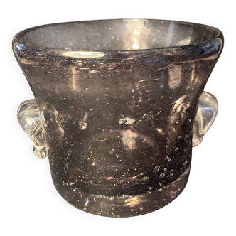 Champagne bucket or vase in blown bubble glass – signed Pascal Guenac