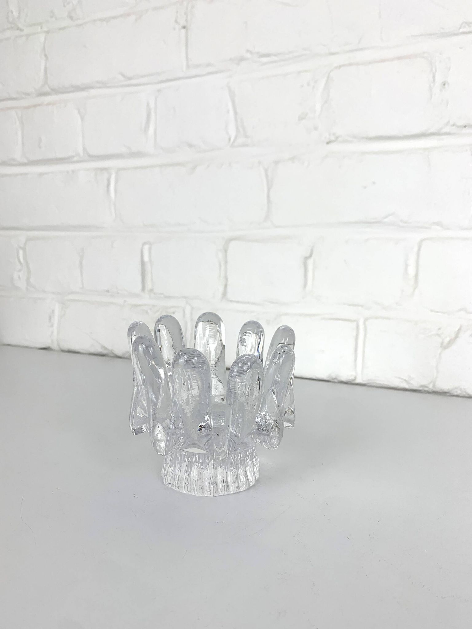 Sunflower glass candle holder, Göran Wärff for Kosta Boda, Sweden, 1970s