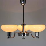 Lustre Art Déco Bauhaus chromé de Napako, ancienne Tchécoslovaquie, 1940