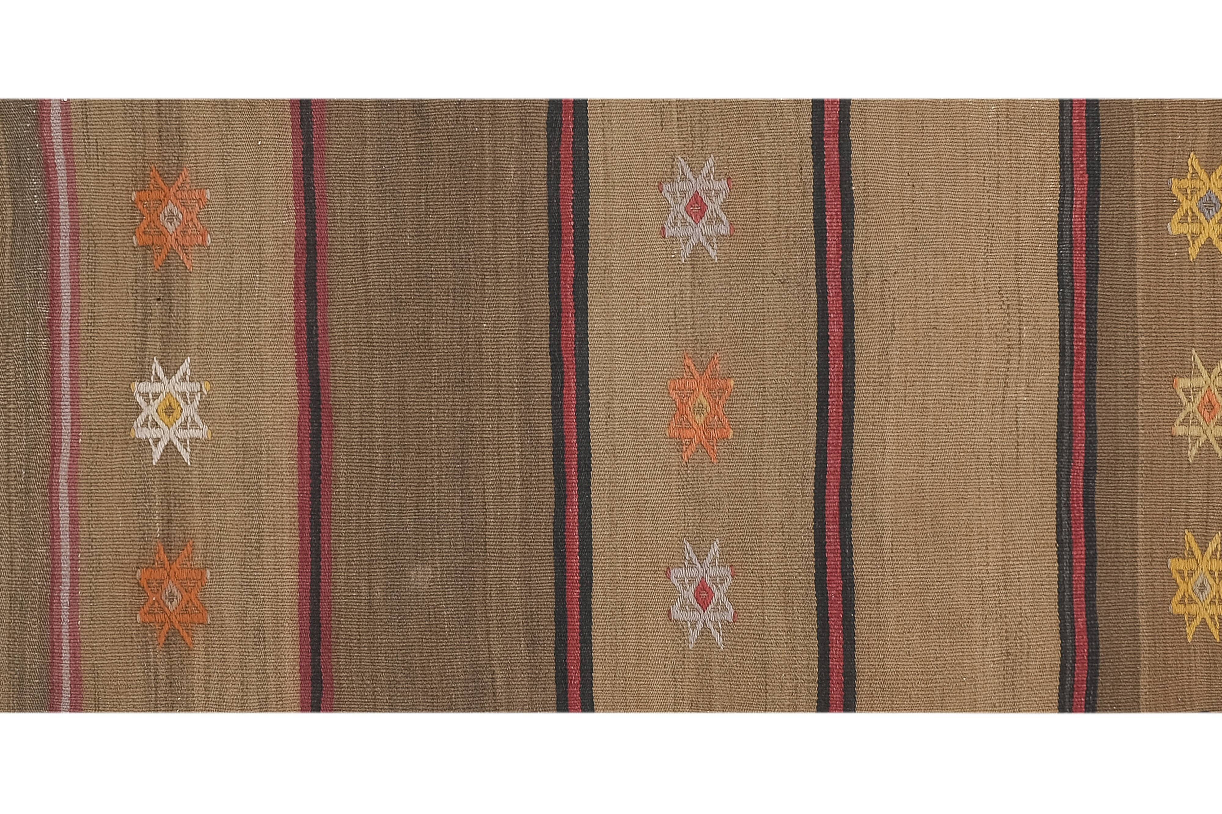 Striped Narrow Turkish Kilim Runner Rug