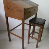 Secretary desk with stool in macasar from the 60s