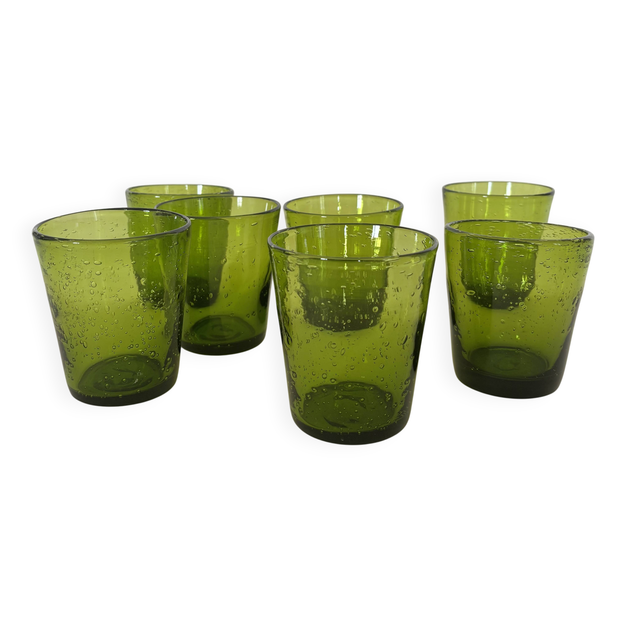 Lot de 7 verres Biot vert