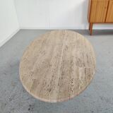 Table basse ovale en travertin par Peter Draenert, années 80