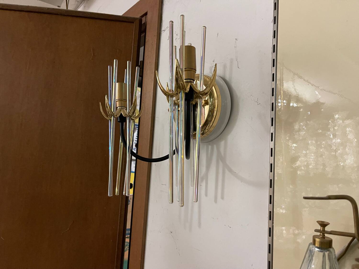 Murano glass rod sconces set of 2
