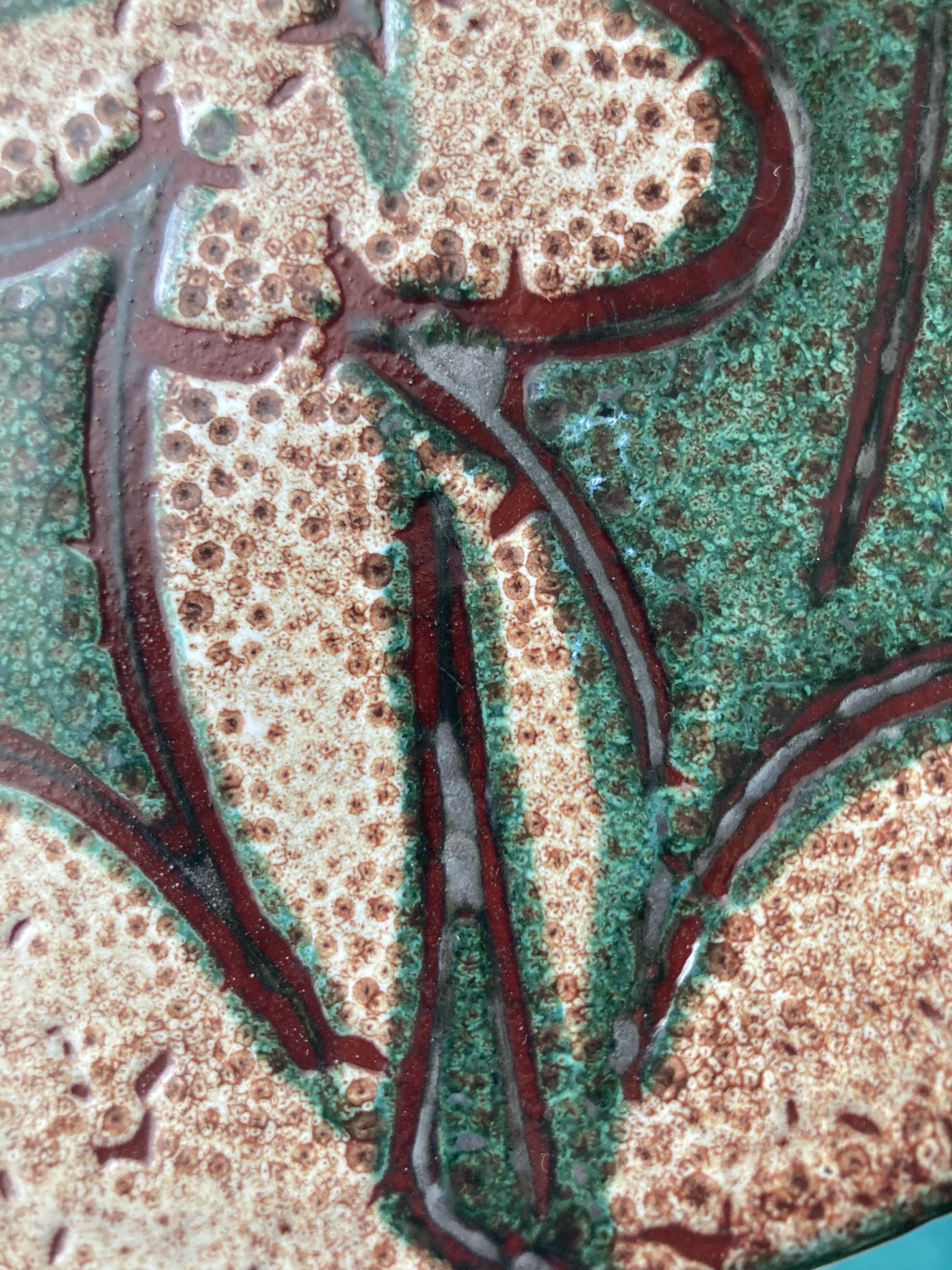 Ceramic plate with thistles - Etienne Daniel, Vallauris, 1960s-70s