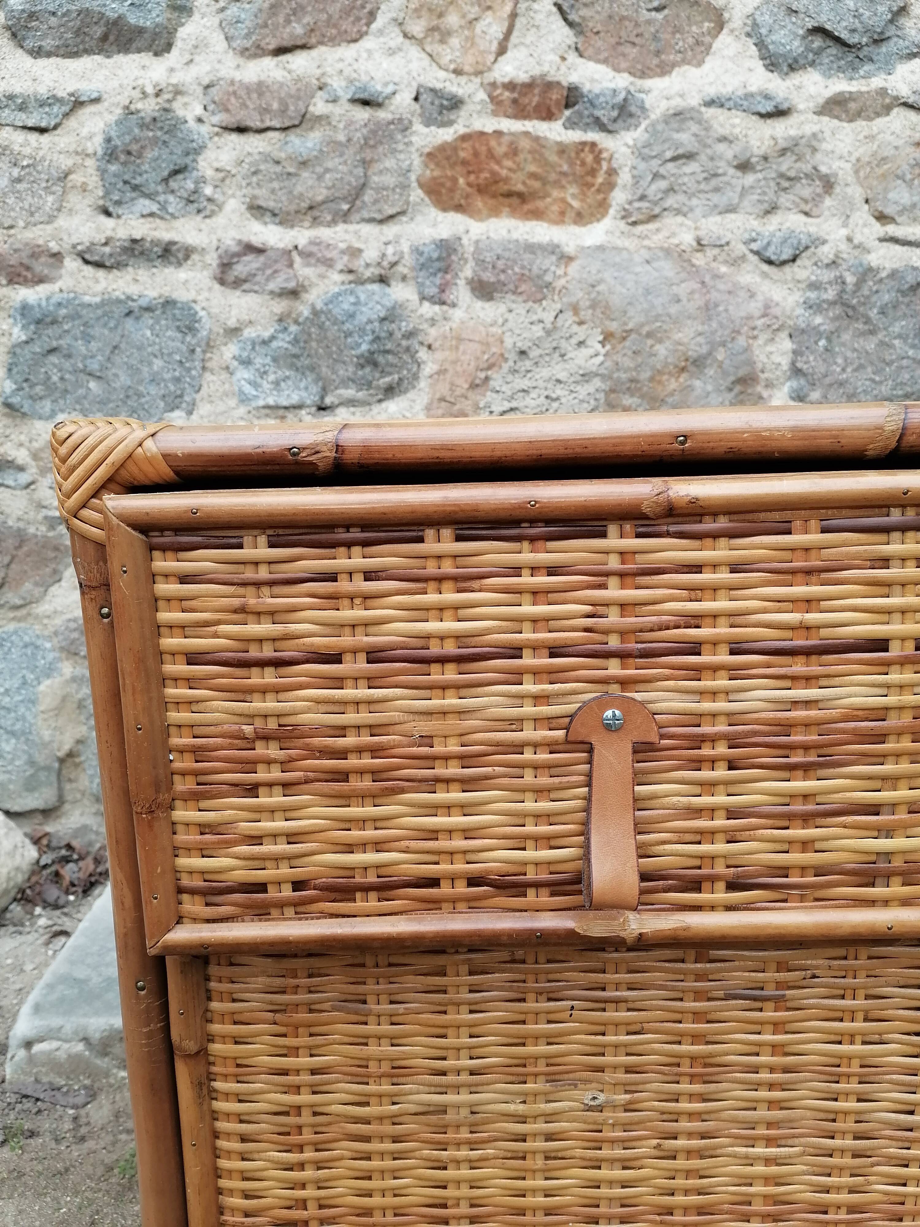 Commode rotin et bambou vintage