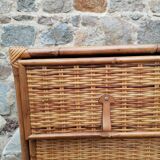 Commode rotin et bambou vintage