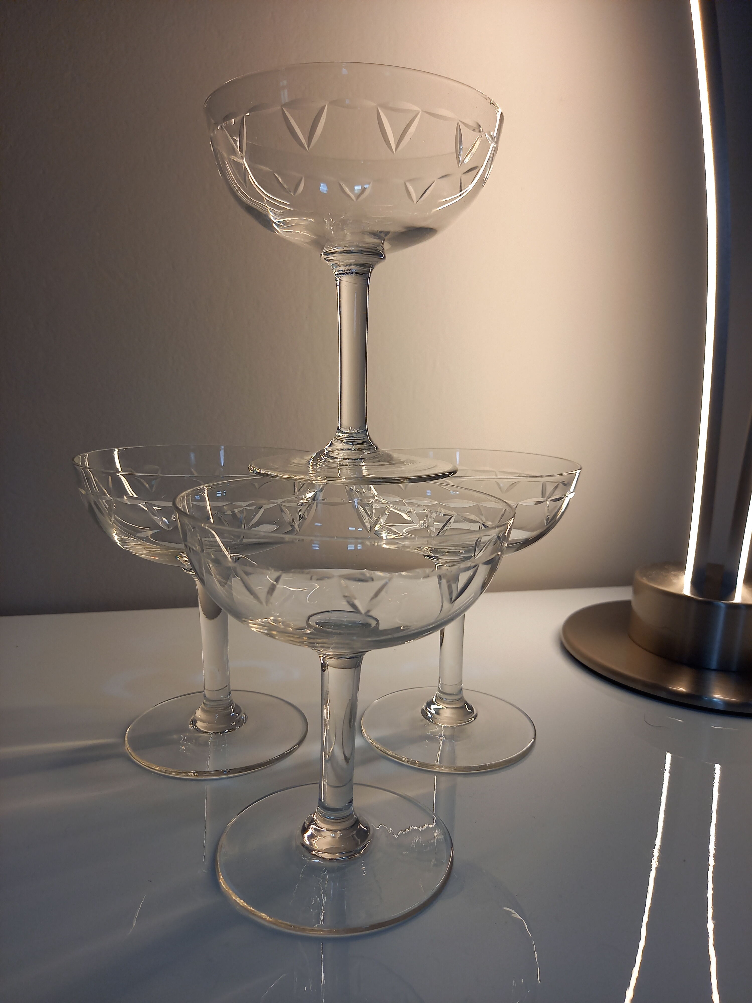 Lot of 4 old champagne glasses