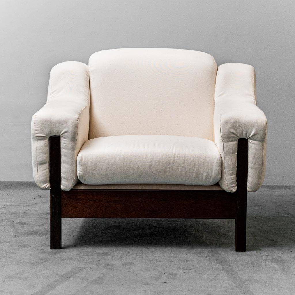 Coppia di poltrone cotone bianco saporiti anni ’70 vintage modernariato