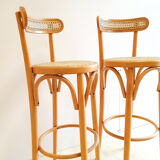 Series of 4 canned bar stools