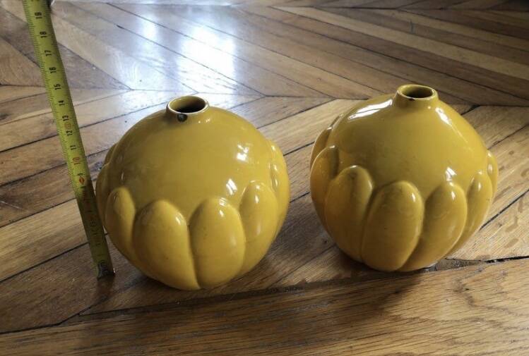 Set of 2 art deco earthenware Saint Clement vases