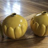 Set of 2 art deco earthenware Saint Clement vases