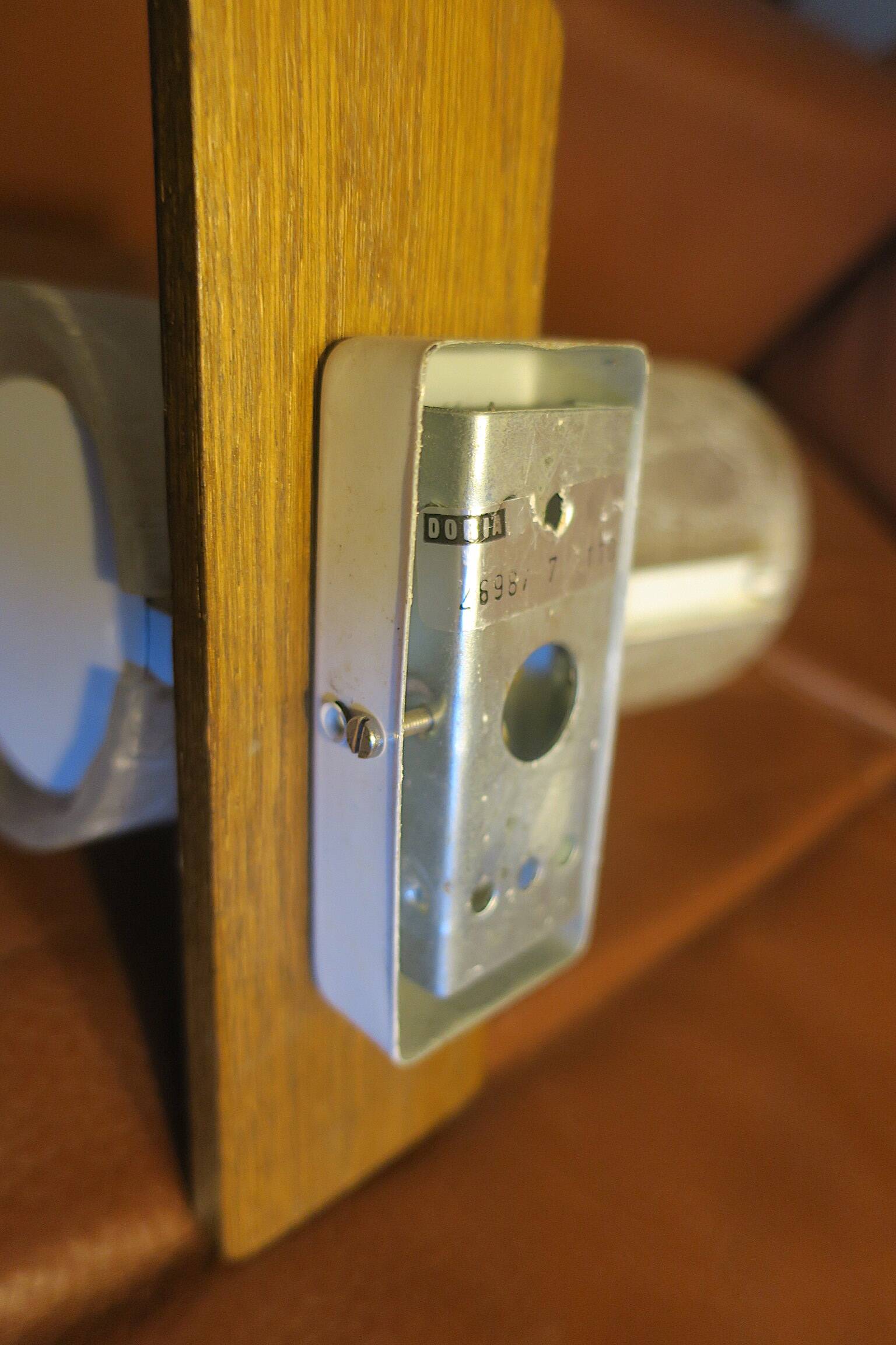 Pair of Doria Leuchten frosted crackled glass and teak wall lights, 1960s