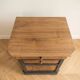 Antique bedside table in walnut and painted wood.