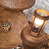 2 lamps of colonial type bamboo and wicker