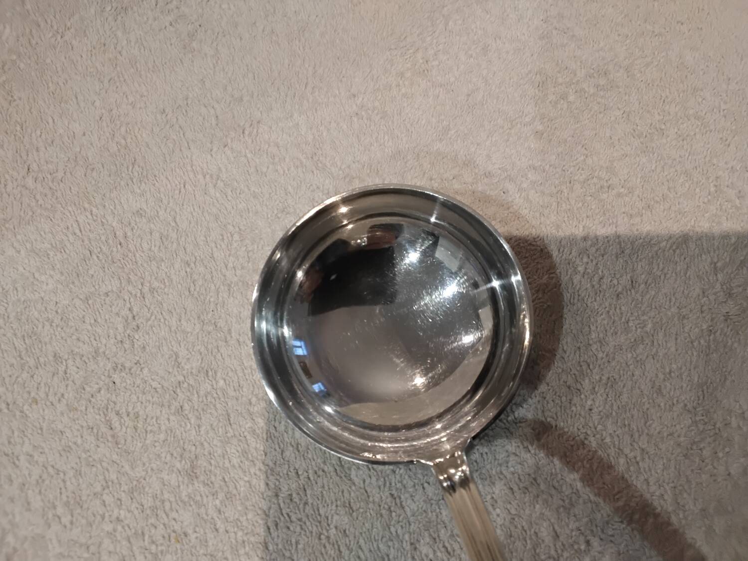 Silver-plated metal soup ladle by Christofle silversmiths, Albi pattern