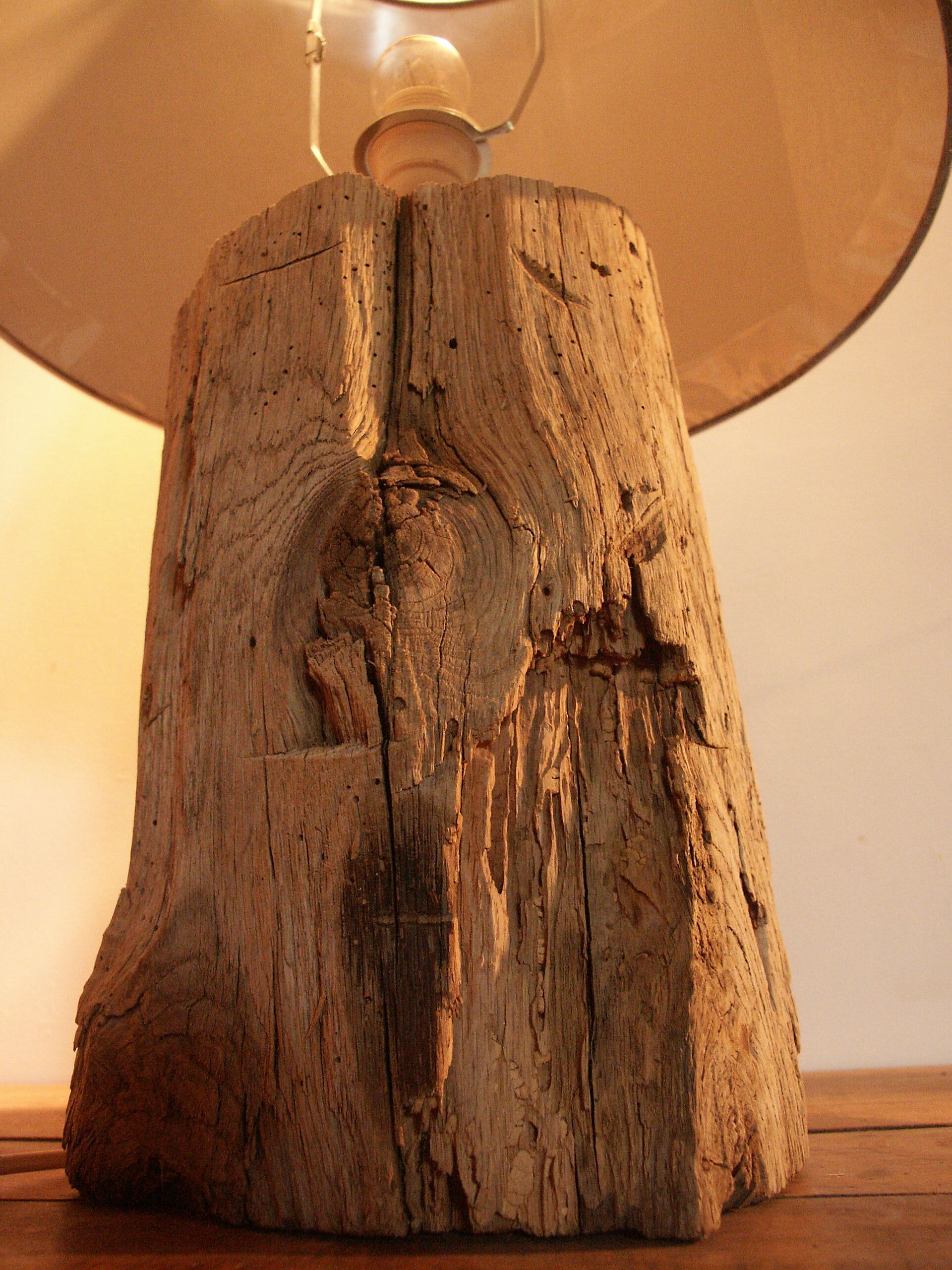 Lamp on old oak beam