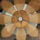 Lotus flower suspension in vintage cannage