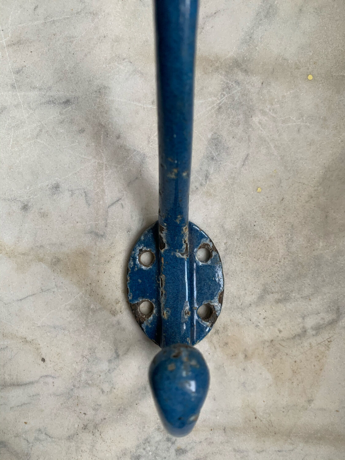 Blue enamelled cast iron hook