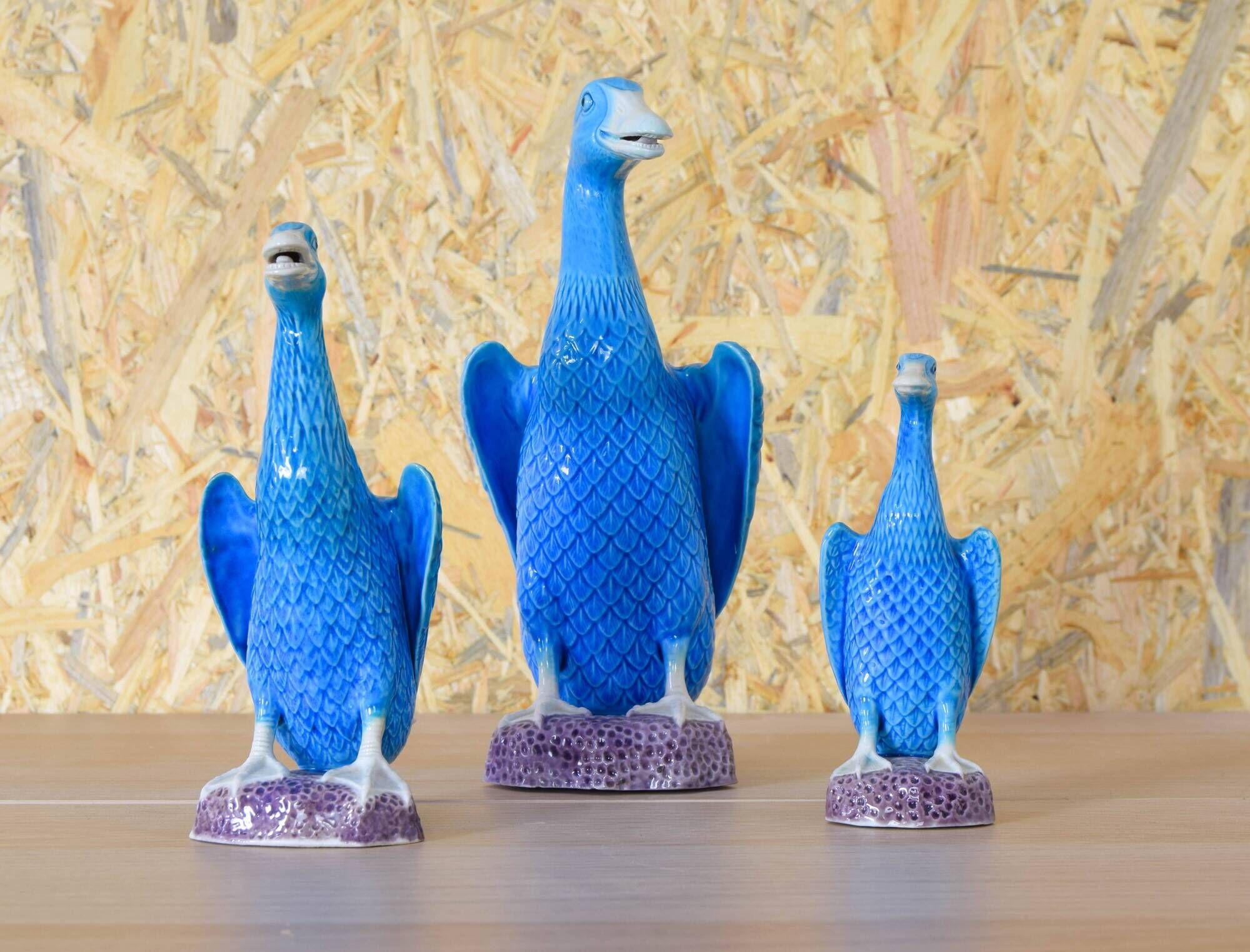 Set of three mid-century turquoise ducks, Chinese porcelain, 1950s