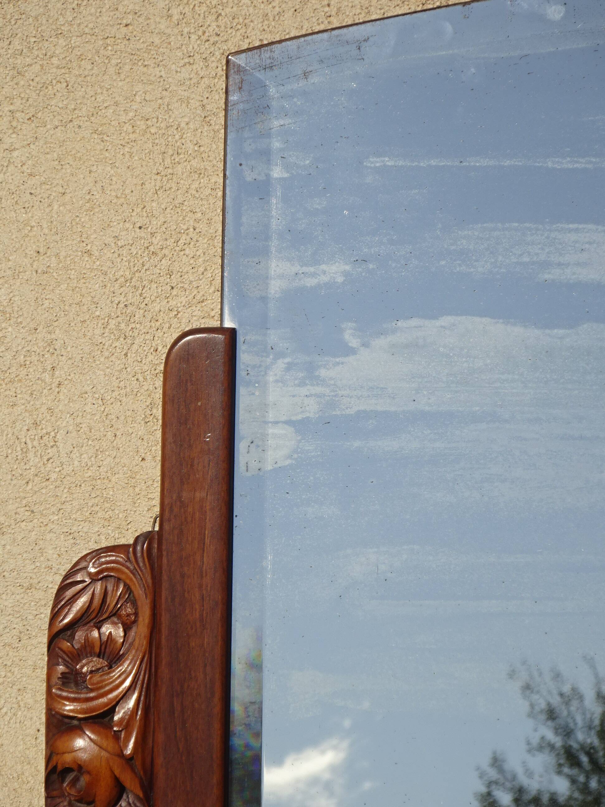 Art Deco mirror in walnut frame 126/88cm