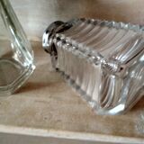 Set of 2 old table sprinklers in molded glass and metal