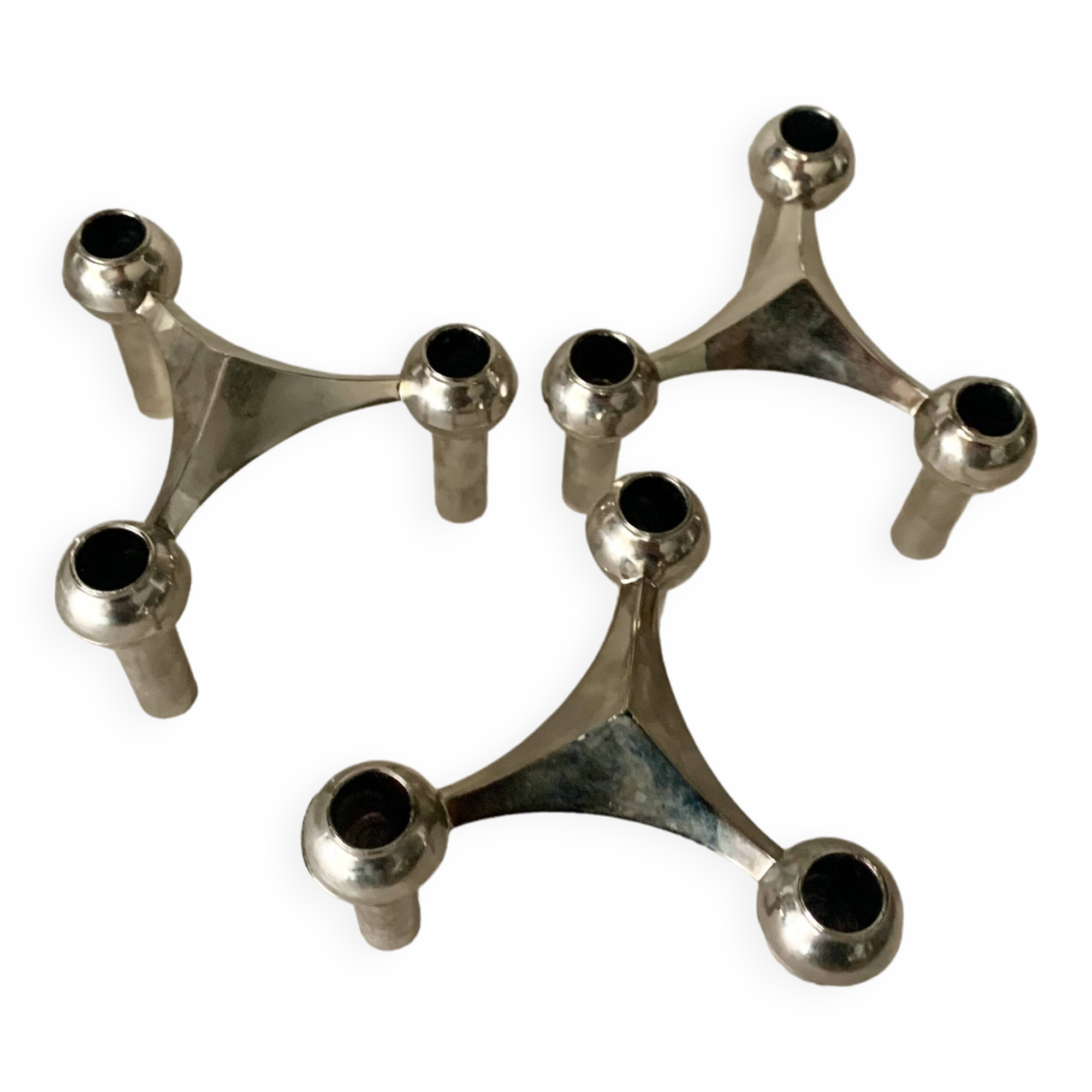 Lot de 3 bougeoirs de Fritz Nagel pour BMF, années 1960