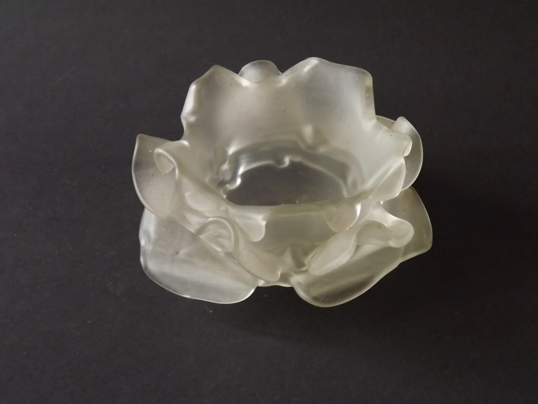 Vintage French Art Deco Frosted Satin Glass Rose Petal Flower Lamp Shade