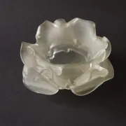 Vintage French Art Deco Frosted Satin Glass Rose Petal Flower Lamp Shade