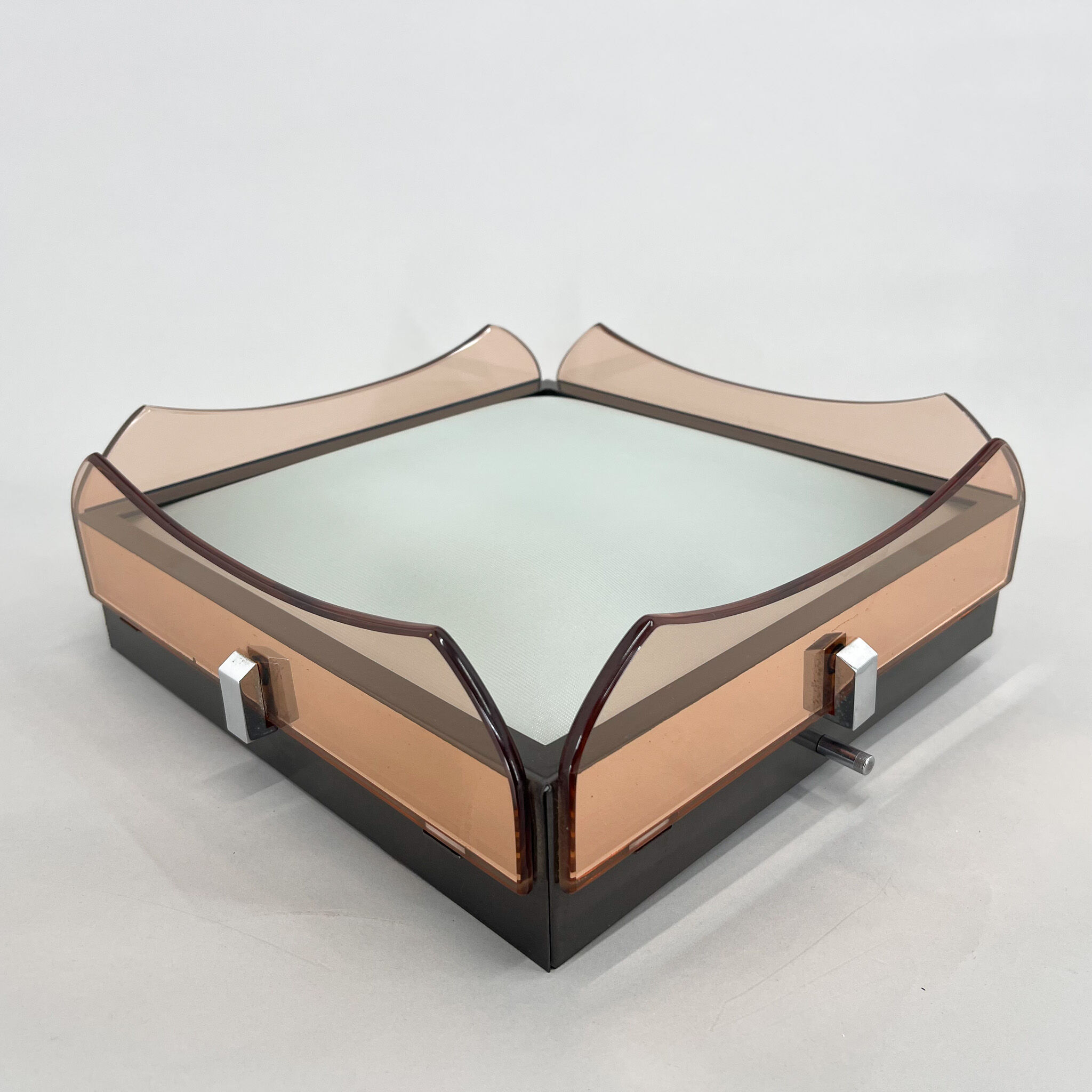 Mid-century Italian Smoked Glass Flush Mount by VECA, Labeled