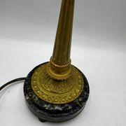 Antique lamp known as a lyre in bronze and marble from the late 19th century.