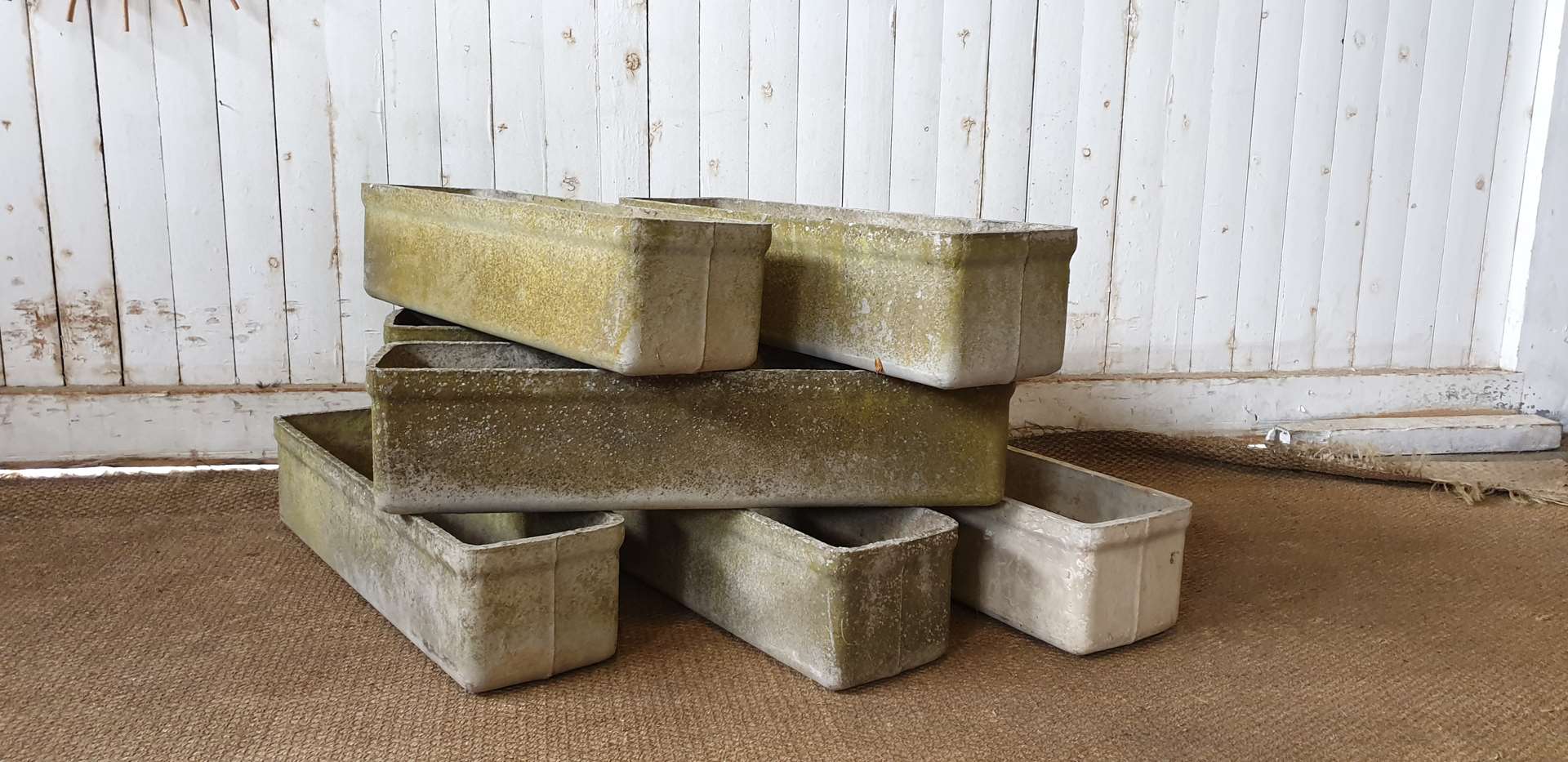 lot de 7 jardinières vintage en fibrociment