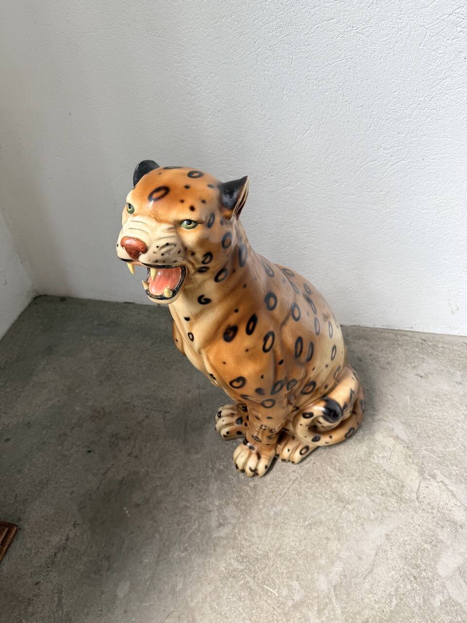 XL Italian ceramic leopard sculpture statue 1970